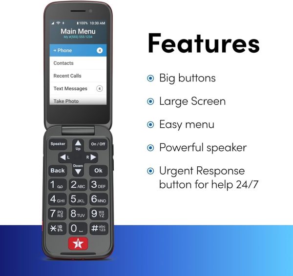 Lively Jitterbug Flip2 Android Flip Phone Red-2