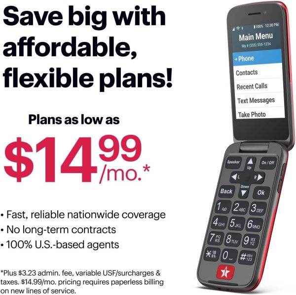 Lively Jitterbug Flip2 Android Flip Phone Red-5