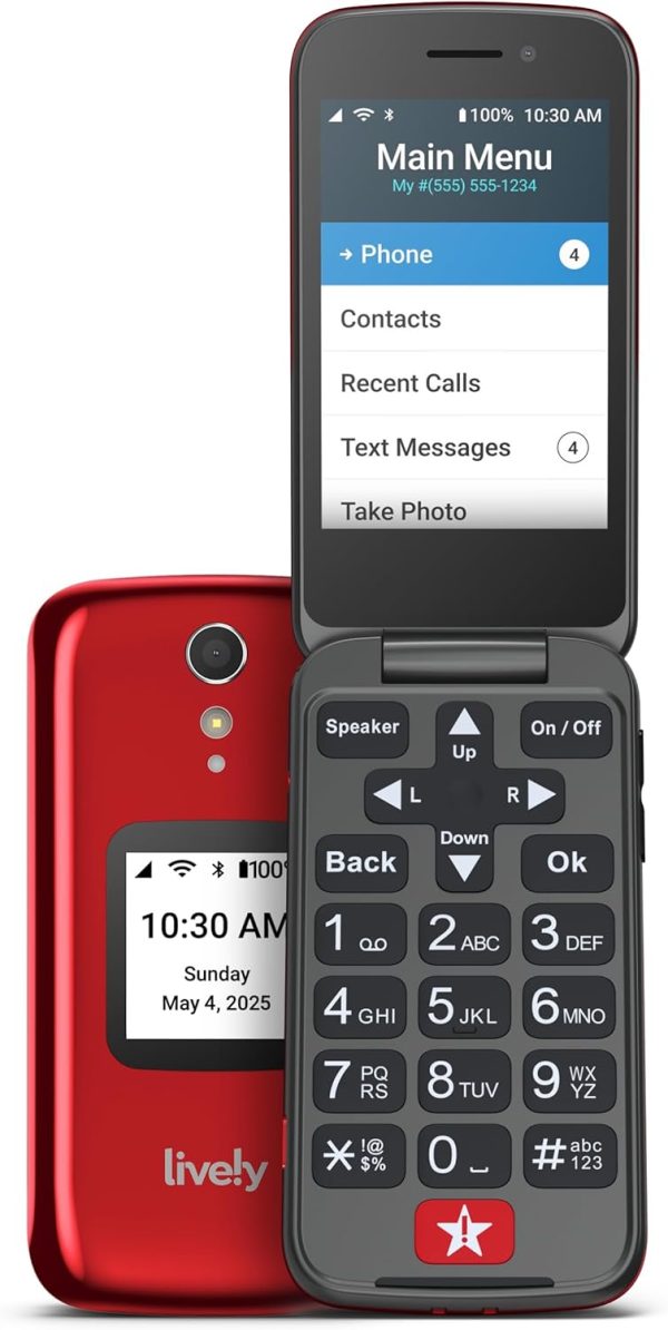 Lively Jitterbug Flip2 Android Flip Phone Red-0